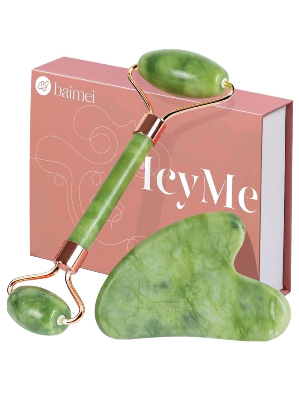 BAIMEI IcyMe Gua Sha & Jade Roller Set for Facial Sculpting & Relaxation (NWT)